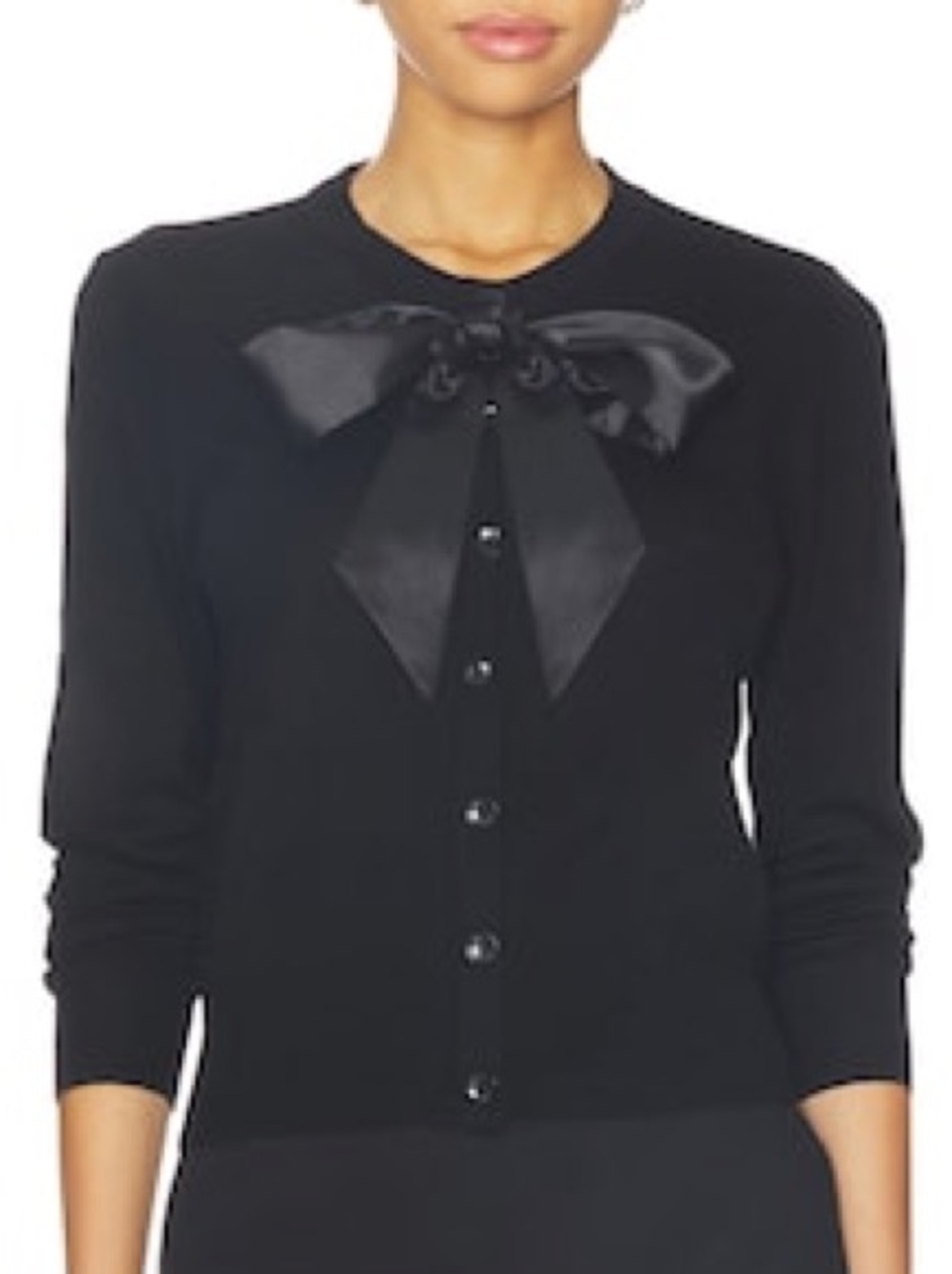 Favorite Daughter Black Satin Bow Cardigan